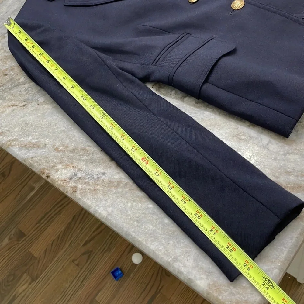 J. Crew Schoolboy Blazer Navy Blue Wool Blend Jacket Gold Buttons